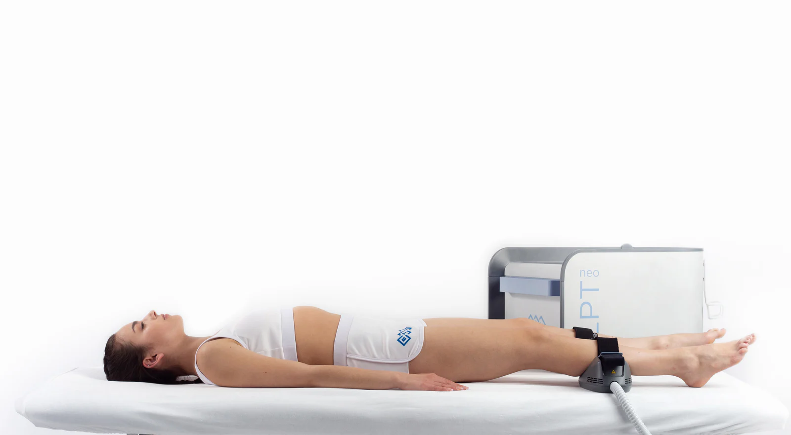 Small EMSCULPT NEO applicator secured to the lower leg