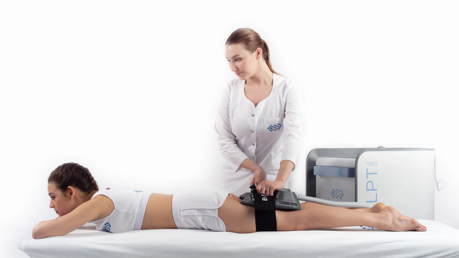 EMSCULPT NEO applicators positioned over the back of the thighs
